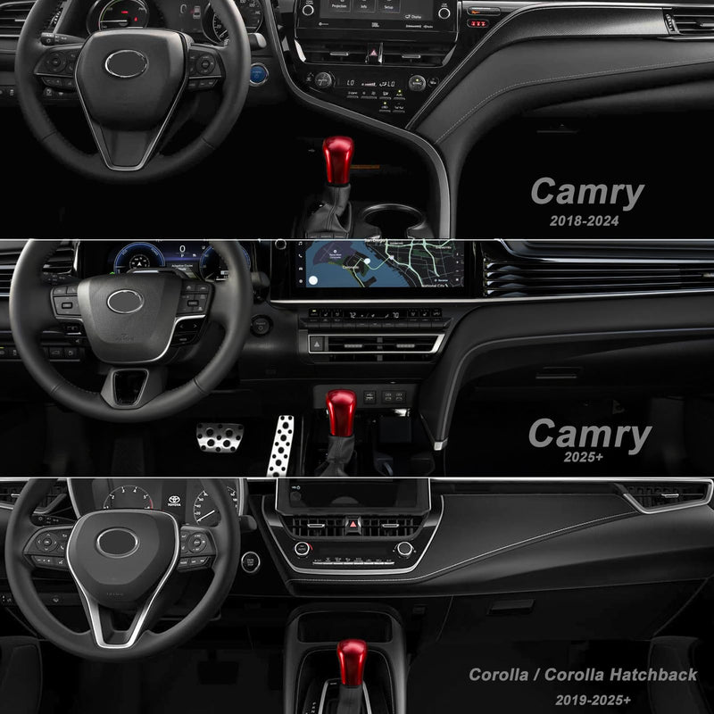 CKE Compatible with Toyota Camry 2025 2024 2023 2022 2021 2020 2019 2018 for Corolla Cross Avalon Accessories Car Gear Shift Knob Cover Trim Protector Cap -Red Red