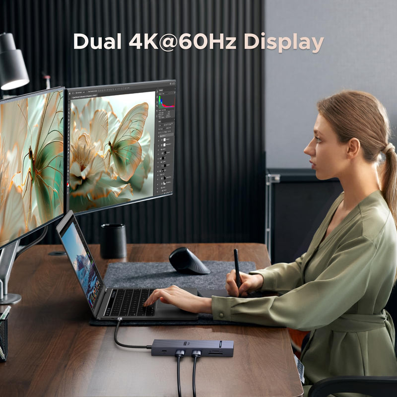 UGREEN USB C Docking Station Dual Monitor 4K@60Hz, 10-in-1 Dock with 2xHDMI | 3x10Gbps USB A&C Ports, 1x5Gbps USB-A, SD/TF 3.0, 100W PD, 1000Mbps Ethernet, Revodok Dock for Dell, HP, XPS and More