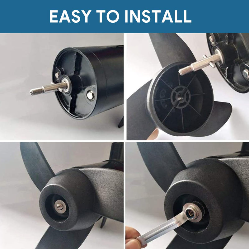 8.6in 3-Blade Marine Propeller Kit Plastic Outboard Propeller Boat Engine Propeller Electric Thruster Trolling Motor Parts for 28lb/36lb/46lb Outboard,for 12V/24V Motor