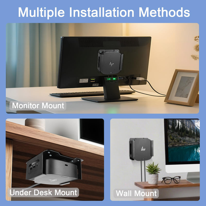 Metal VESA Mount and Under Desk Mount for HP USB-C Dock G5 Wall Mount,Designed for Docking Station Mounting Holder Compatible with HP USB-C Dock G5, (Black Holder Only)