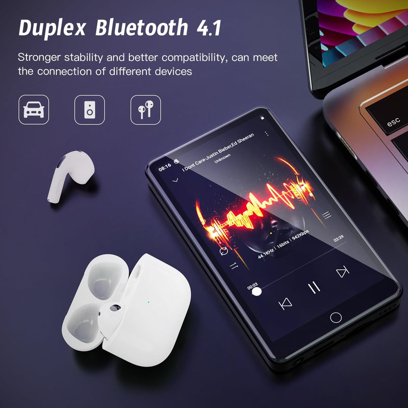 MP3 Player with WiFi & Bluetooth, 4.02” IPS HD Touch Screen, MP4 Player with Speakers, Android Music Player Preloaded with Spotify, Deezer, Play Store Midnight