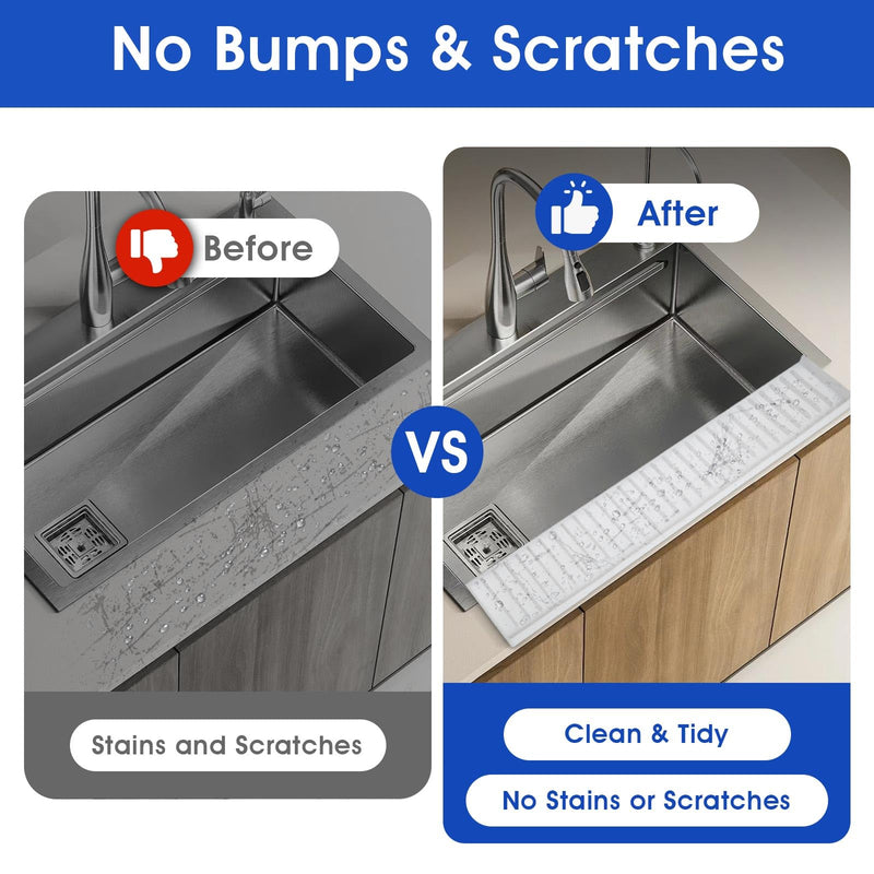 Snuggery 30"x4" Silicone Sink Edge Protector - Splash Guard with Suction Cups & 5° Tilt, Cuttable Edge Guard for Kitchen Sink, Bathroom,Granite & Quartz Countertops(White) 4"x30"