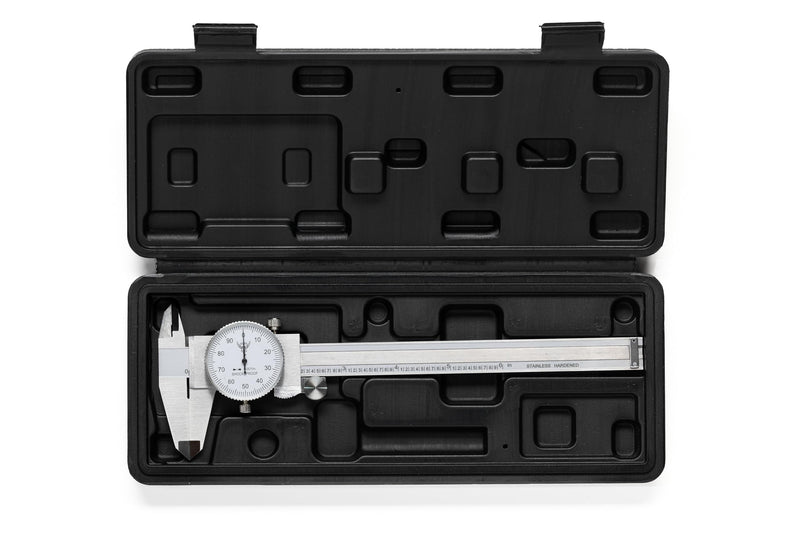 PEC Dial Caliper 0-6 Inch, Stainless Steel Precision Measuring Tool with Shock-Proof Dial, High Accuracy ±0.001" 0-6“