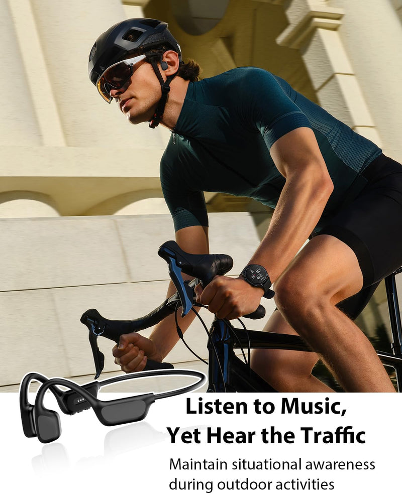 Bone Conduction Headphones, Swimming Headphones, Open Ear Headphones, Black | IPX8 Waterproof MP3 Mode 8GB Memory Up to 12 Hours Playtime, Bluetooth 6.0 Earbuds Secure Fit for Running and Fitness