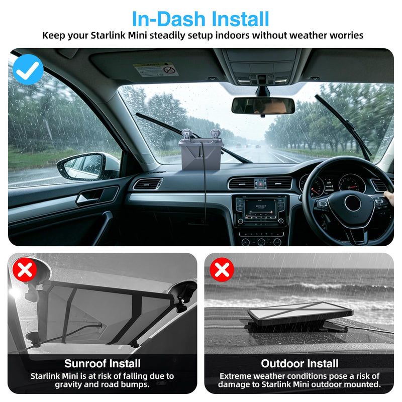 Star-Link Mini Car Mount for Dashboard, for Starlink Mini Suction Cup Mount | Starlink Mini Dash and Windshield mount, Ensures Stable Satellite Signal, Suitable and Secure Mounting Kit for Most Vehicles