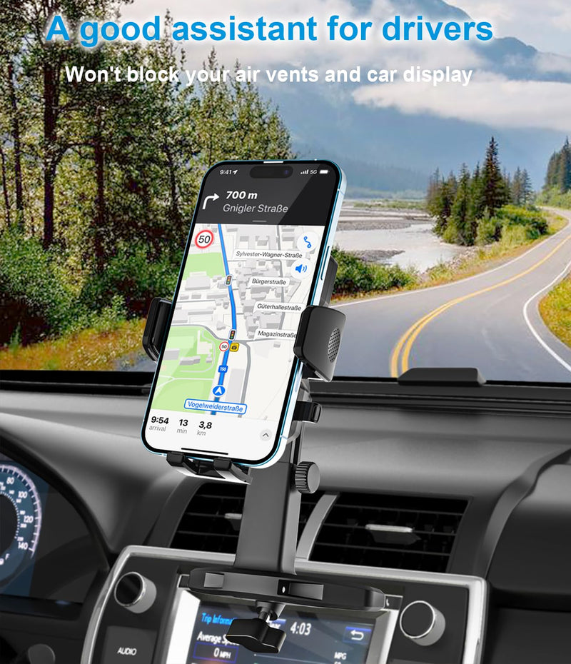CD Slot Phone Holder for Car with One Button Release Clamp | Height Adjustable - Car Phone Holder CD Player Mount for iPhone 17 16 Pro Max Plus, Galaxy S26, Fire, All 4-7" Smartphones Clamp Holder