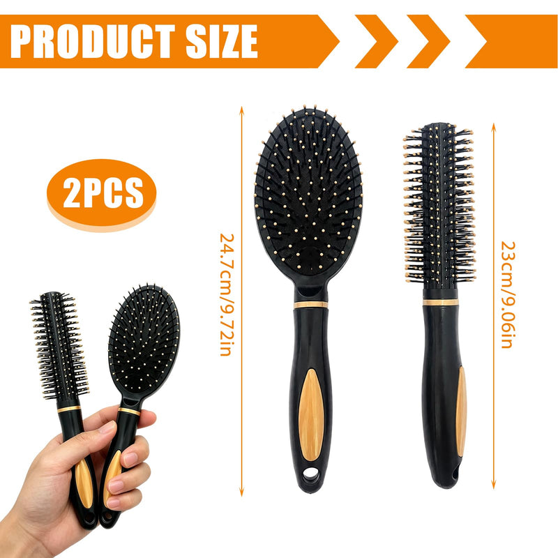 Round Hair Brush & Cushion Hair Brushfor Quick Blow Drying & Styling, Smoothing Vented Barrel Ergonomic Handle Fast Drying Round Brushes Hair for Women Salon Home All Types Volume Tool