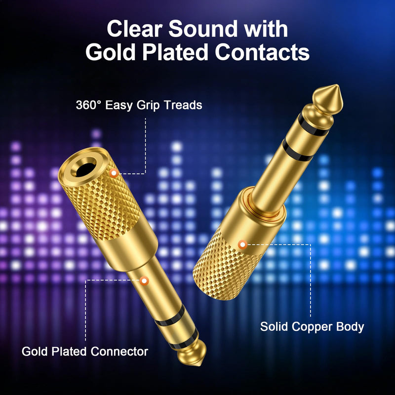16-Pack 1/4'' to 1/8''(6.35 Male to 3.5 Female) Guitar Audio Jack Adapter | Thickened Gold Plated Hi-Fi Stereo Audio Converter for Guitar Amplifier, Piano, Speaker, Mixer, Headphone, Keyboard, Phone