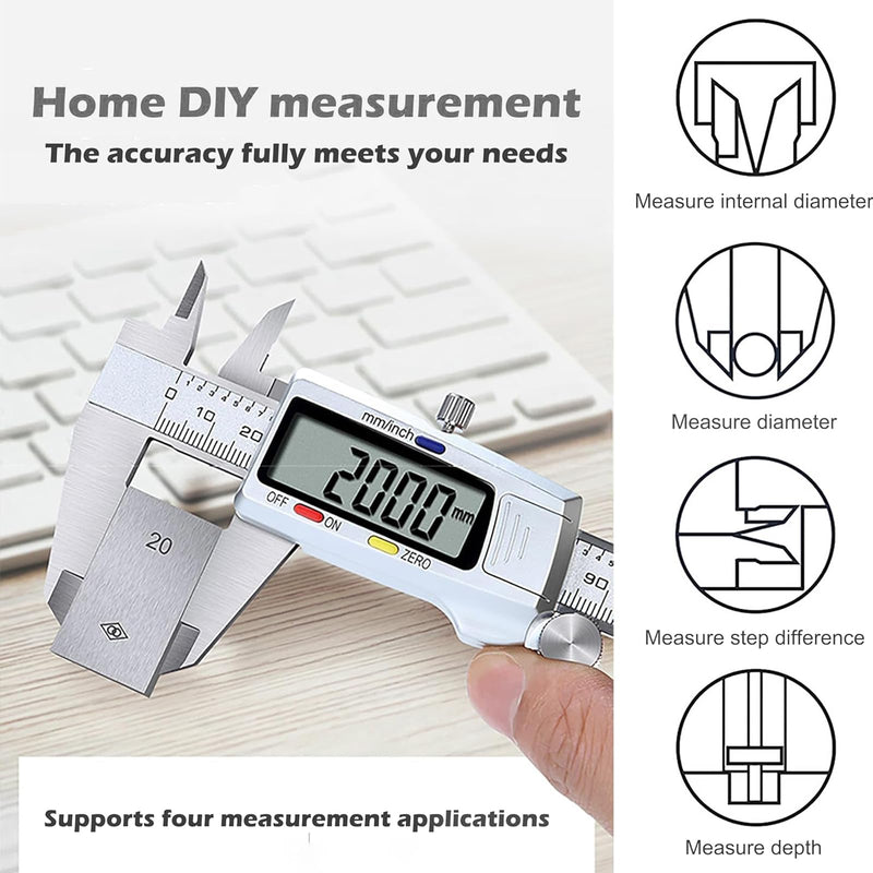 Greywolf Digital Caliper, Stainless Steel Measuring Tool, Electronic Vernier Caliper Micrometer, Inch and Millimeter Conversion, 6 Inch/150mm Large LCD Screen, for Jewelers/Craftsmen/DIY