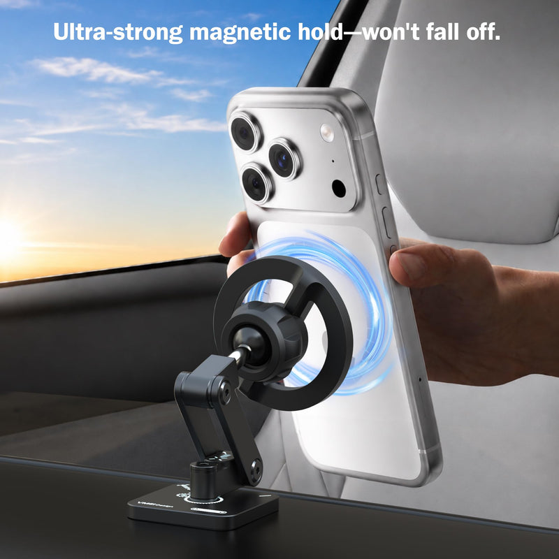 Fits MagSafe Car Mount Magnetic Phone Holder for Dashboard of Cars | All Metal, Nano-Adhesive, Strong Magnets,Flexible 3 Axis, 360° Rotation, Dash Dashboard and Screen For All Phones