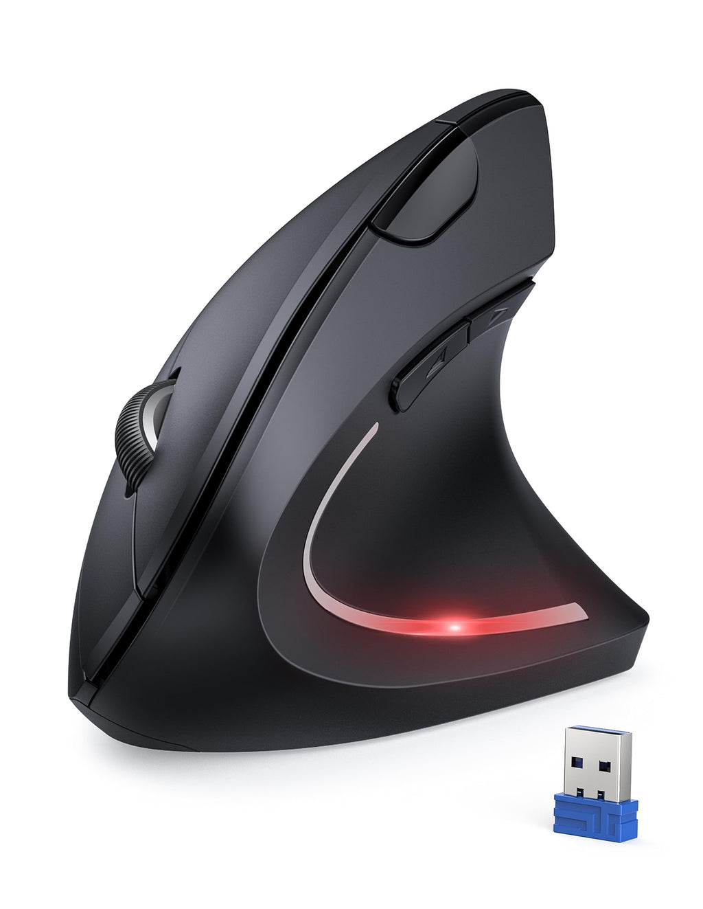 TECKNET Ergonomic Mouse, 4800 DPI Wireless Vertical Mouse with 5 Adjustable DPI Levels, 2.4GHz Optical Carpal Tunnel Mouse, 6 Buttons Wireless Mouse for Laptop, Desktop, PC, MacBook - Black