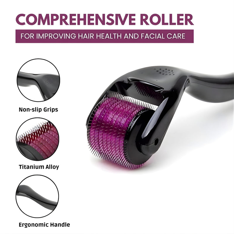 Derma skin Roller, Micro-needling Roller, Titanium 540 Needles,Facial Skin Roller Cellulite Hair Growth, Skin Anti Ageing Scar,use for women face massage, Neck Wrinkle Stretch (Needle Size 0.25mm) Needle Size 0.25mm