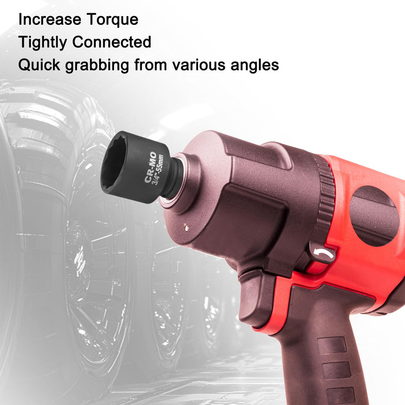 uxcell 3/4-Inch Drive 12 Point Impact Socket 55mm Metric Spindle Axle Nut Socket Driver Wrench for Auto Repair Easy Removal