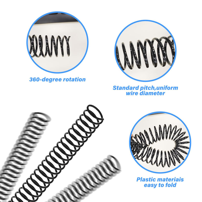 GEMLORD 120 Packs Spiral Binding Coils Plastic Binder Binding Spirals Rings Multi Size Spiral Binding Wire Combs Spines Coils, 4:1 Pitch,1/4 5/16 3/8 1/2 5/8 3/4 Inch (Black)