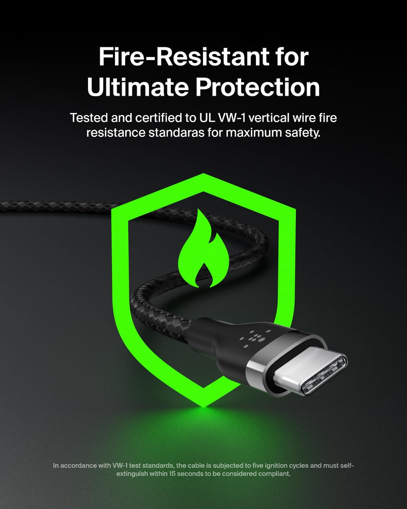 Belkin BoostCharge Pro Flex Braided USB-C to USB-A Cable (6.6ft/2M), USB-C USB-IF Certified Fast Charging Cable for iPhone 17, iPad Pro, Galaxy S25, Pixel, Nintendo Switch 2 & More - Black (2-Pack) Braided 6.6 ft - 2 pack 78.12 inches
