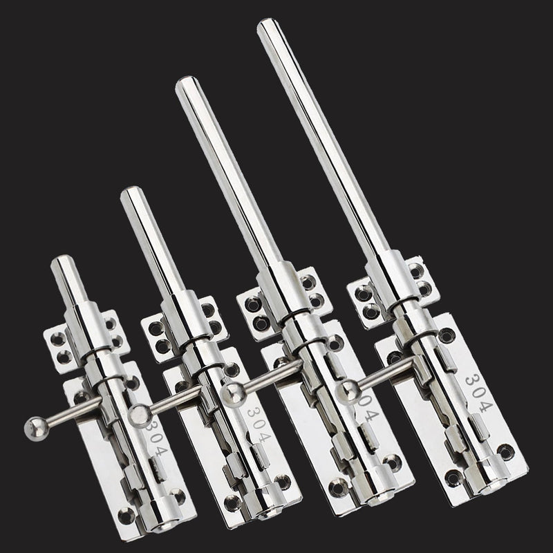 Slide Bolt Gate Latch Thickened 304 Stainless Steel Latches Heavy Duty Safety Barrel Bolt Door Lock with Padlock Hole and Dust Canister for Wooden Fence, Yard Door, Barn Door, Shed Door Silver 8in