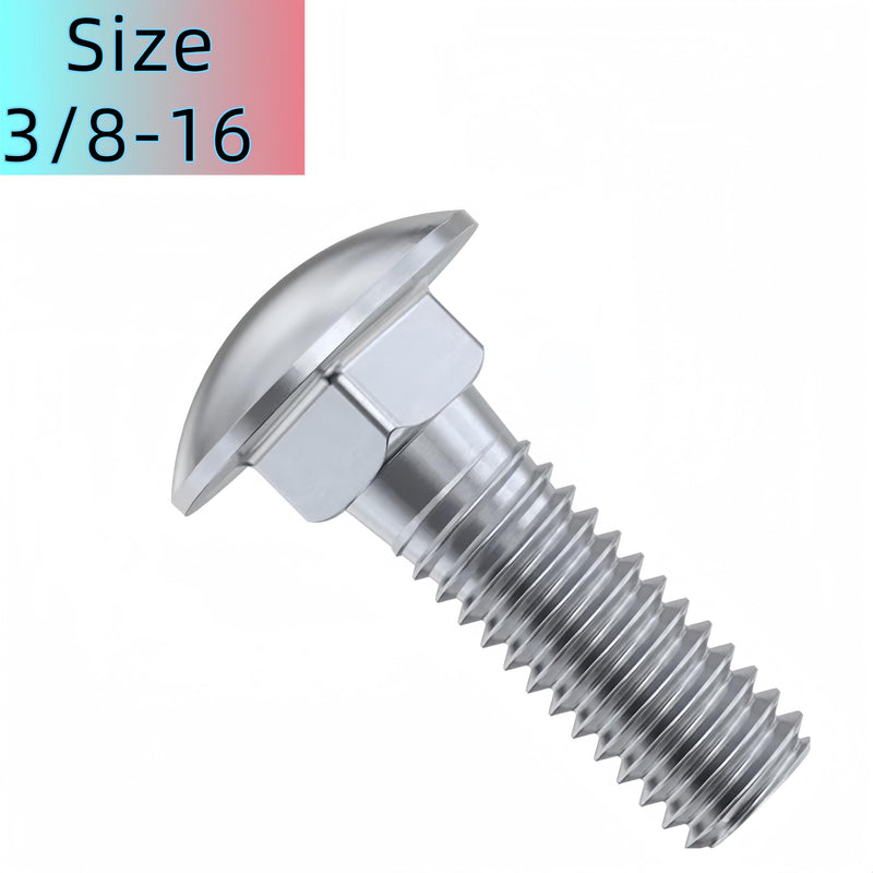 SANTIE 3/8"-16 x 1-1/4" 18-8 Stainless Steel Carriage Bolts (25 Pieces) 3/8"-16 X 1-1/4"(25pc)