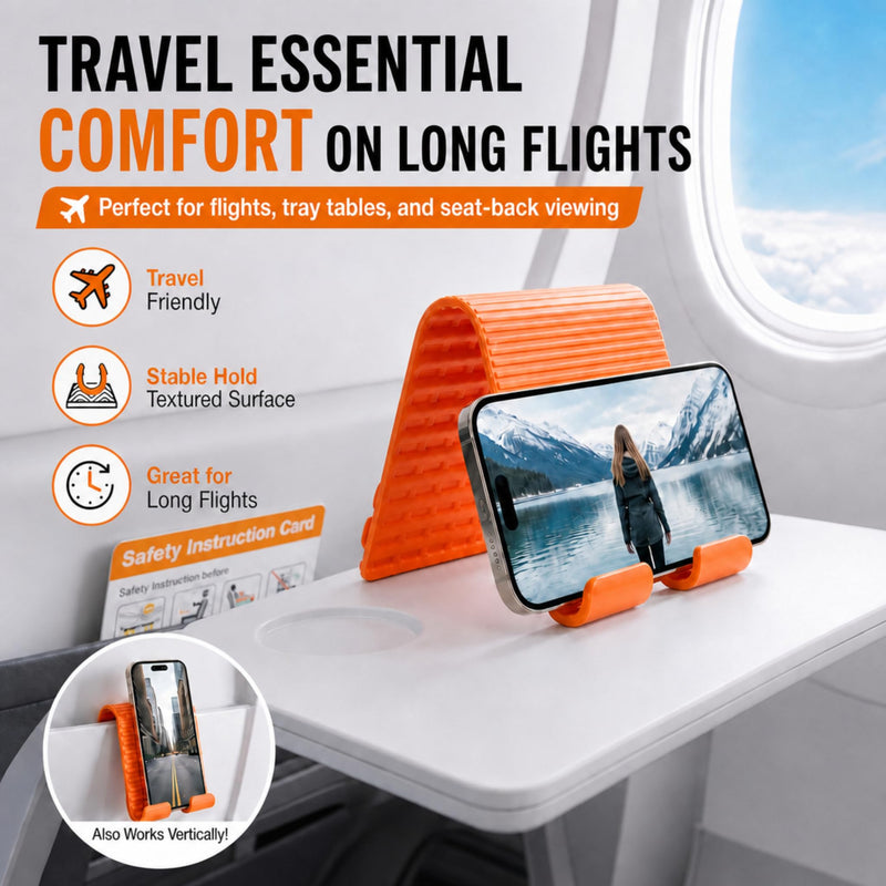 Airplane Phone Holder, Flexible Silicone Cell Phone Stand | Travel Essentials, Bendable Foldable, For Desk Bed Treadmill, 24 Suction Cups, Portable Plane Essentials for Flying