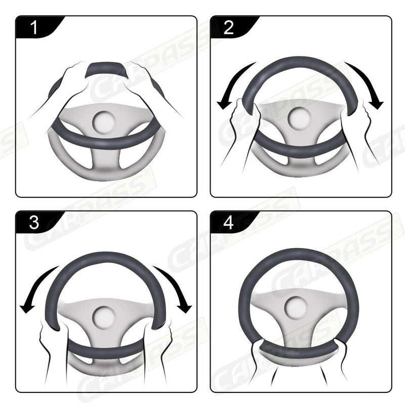CAR Pass Black Faux Suede 14.5-15 Inch Memory Foam Steering Wheel Covers Breathable Anti-Slip Odorless Steering Wheel Universal Fit for Men Women