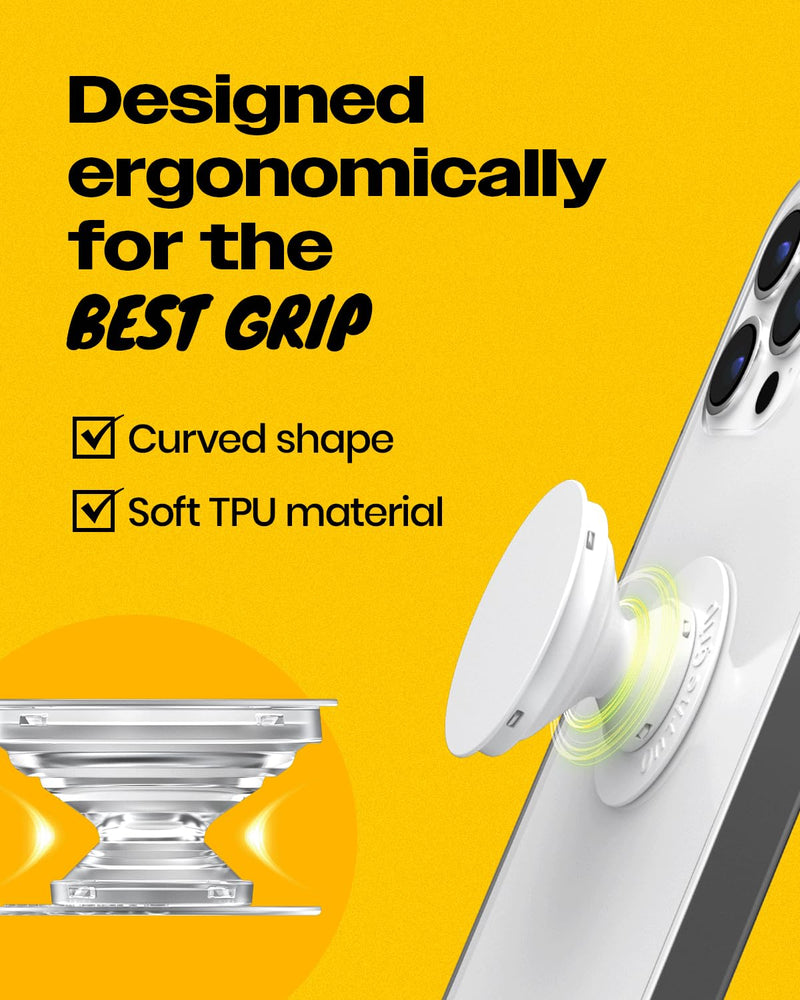 On The Grip Floral Acrylic Phone Grip - Collapsible Smartphone Stand Hibiscus & Moth Orchid Aesthetic Holder (Hibiscus Yellow) Hibiscus Yellow