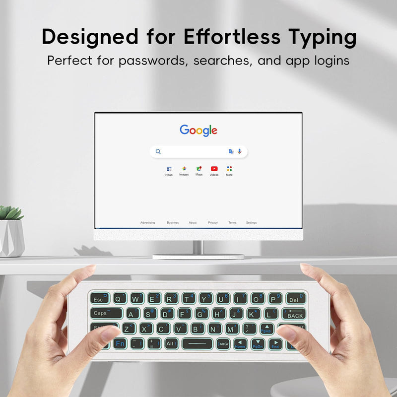 Air Mouse with Backlit Keyboard, Bluetooth & 2.4G | Rechargeable USB-C • 7-Color Backlit • 6-Axis Gyro • IR Learning • Android TV, PC & Smart TV Compatible