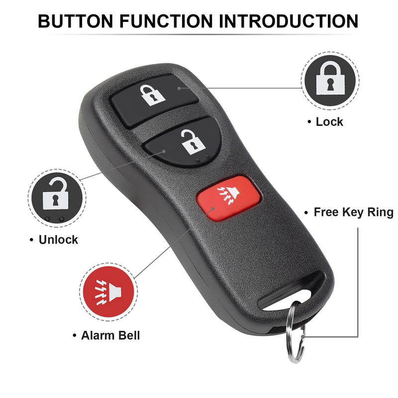 for Nissan Armada Frontier Murano NV Pathfinder Quest Sentra Titan Versa Xterra Keyless Entry Remote Replacement KBRASTU15 (Pack of 2)