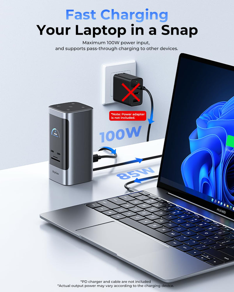 RayCue 14 in 1 Docking Station Dual Monitor, 2 * 4K HDMI, 6 USB Ports, 5 Shortcut Button, 1Gbps Ethernet, PD3.0(No Power Adapter), Laptop Docking Station for Dell/HP/Lenovo/Asus/Acer/Mac