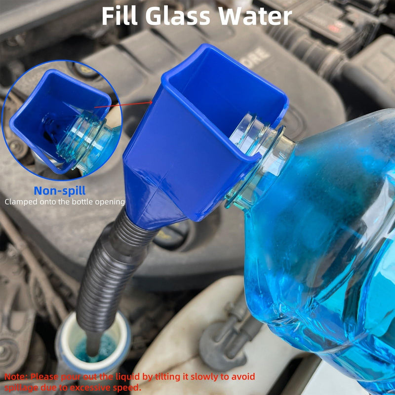 Funnels for Automotive Use,2pcs Retractable Auto Fuel Funnel for Oil Change,Filling Water,Gasoline,Coolant in Cars 2
