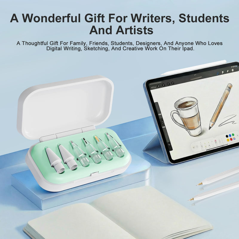 6 Pack Pencil Tips for Apple Pencil Pro, 1st & 2nd Generation, USB-C, Replacement Apple Pencil Nibs for Drawing, Writing, Note Taking, and Sketching on iPad - Green
