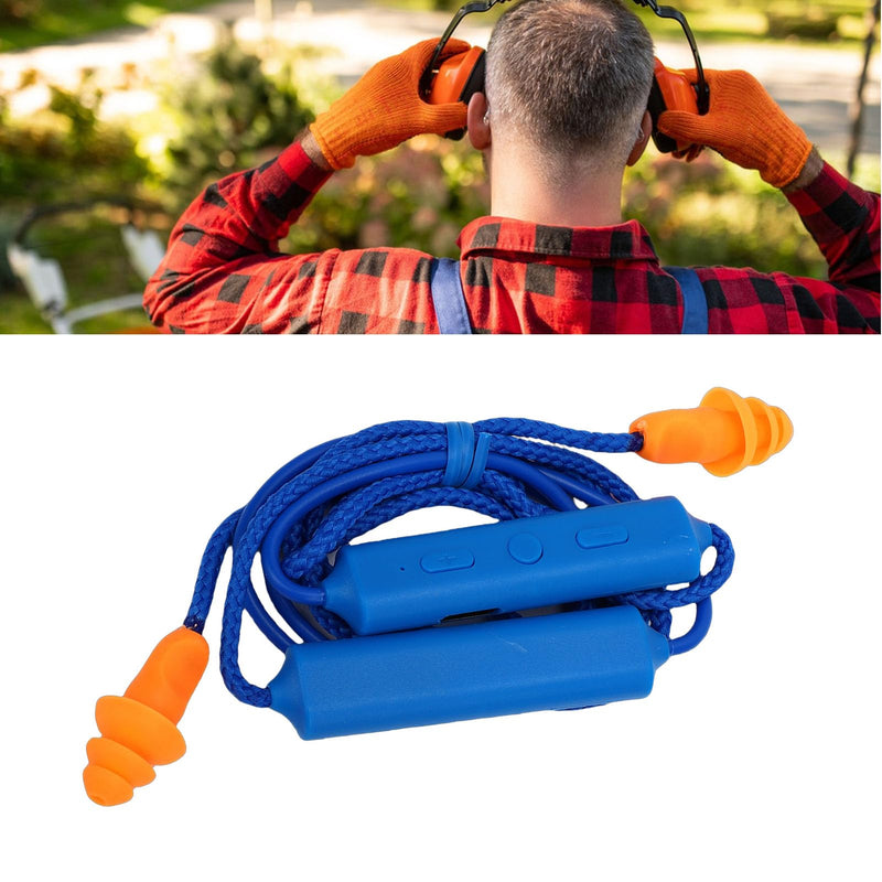 ASHATA Bluetooth Earplug Headphones, Neckband Wireless Earbuds Earplug, IPX5 Water Proof 200mAh Rechargeable, for Construction Site Workshop (Blue)