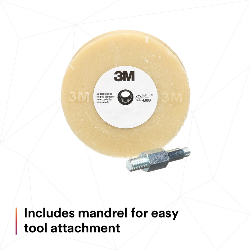 3M Stripe Off Wheel Adhesive Remover Eraser Wheel Removes Decals, Stripes, Vinyl, Tapes and Graphics 4” diameter x 5/8” thick 3/8-16 threaded mandrel 07498 Pack of 1 4 in x 5/8 in (Pack of 1)