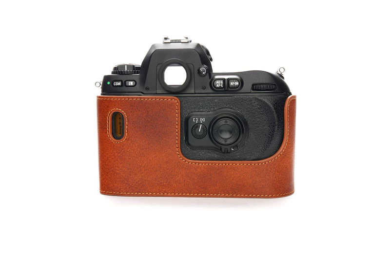 F100 Case, Handmade Genuine Real Leather Half Camera Case Bag Cover for Nikon F100 Camera With Hand Strap (LavaBrown) LavaBrown