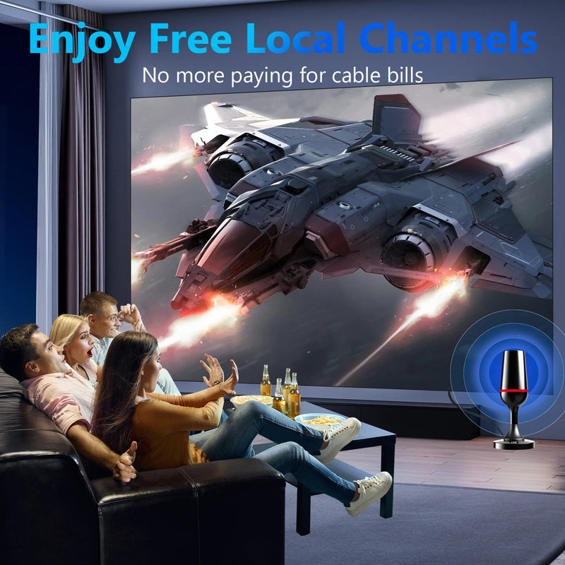 Indoor TV Antenna for Smart TV, Local Channels with Strong Magnetic Base, 360° Long Range Reception, 10ft Coax Cable, Supports 4K 1080P Red