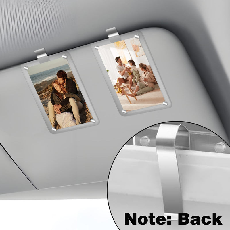 2Pcs Car Picture Holder, Acrylic Magnetic Personalized Photo Holder Car Accessories Car Photo Holder Car Visor Clip, Personalized Car Picture Frame, Suitable for Adding Family or Personal Photos white