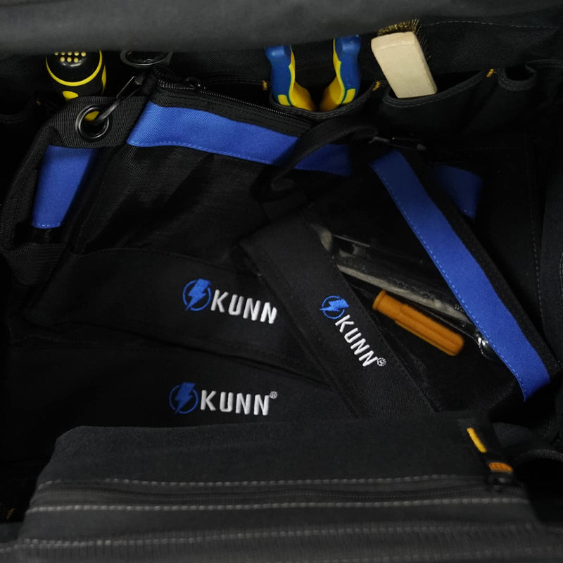 KUNN Tool Bag Zipper Pouch 3 Pack - Heavy Duty Utility Tool Storage Organizer with Carabiner for DIY,Electrician,Accessories and Travel Blue