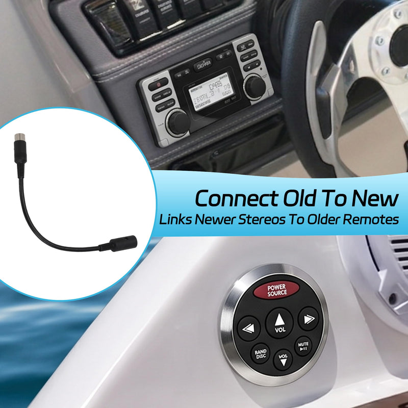 Marine Stereo Remote Adapter Cable, 8-Pin to 6-Pin for Marine Radios | Compatible with for Clarion CCUMRA1 applications. Connects 2009+ 8-pin marine stereos to earlier 6-pin wired remote controls