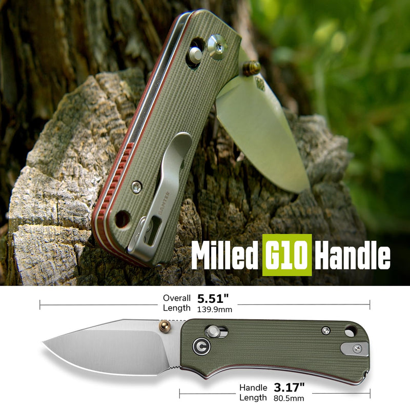 CIVIVI Small Pocket Knife for EDC, Baby Banter 2 - TG Crossbar Lock folding Knife with 2.34" 14C28N Blade Two-toned G10 Handle, Titanium Thumb Stud Opener C24074-1