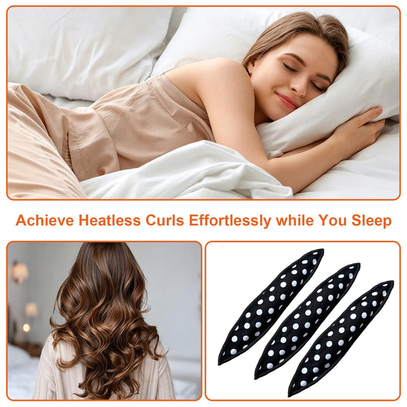 12PCS Heatless Hair Curlers, Soft Sponge Pillow Rollers, No Heat Curlers for Long & Short Hair, Flexi Rods Style Sleep In Rollers DIY Wave Formers Hair Styling Tools