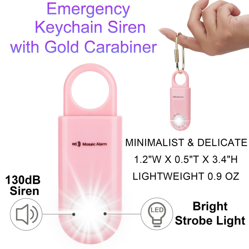 130dB Keychain Siren Ultra Bright Strobe Light. Loud Sound Personal Safety Alarm. SOS Emergency Alerts for Women, Girls, School Children, Night Runners, Hiking. Bear Alarm Deterrent. Pink Button cell