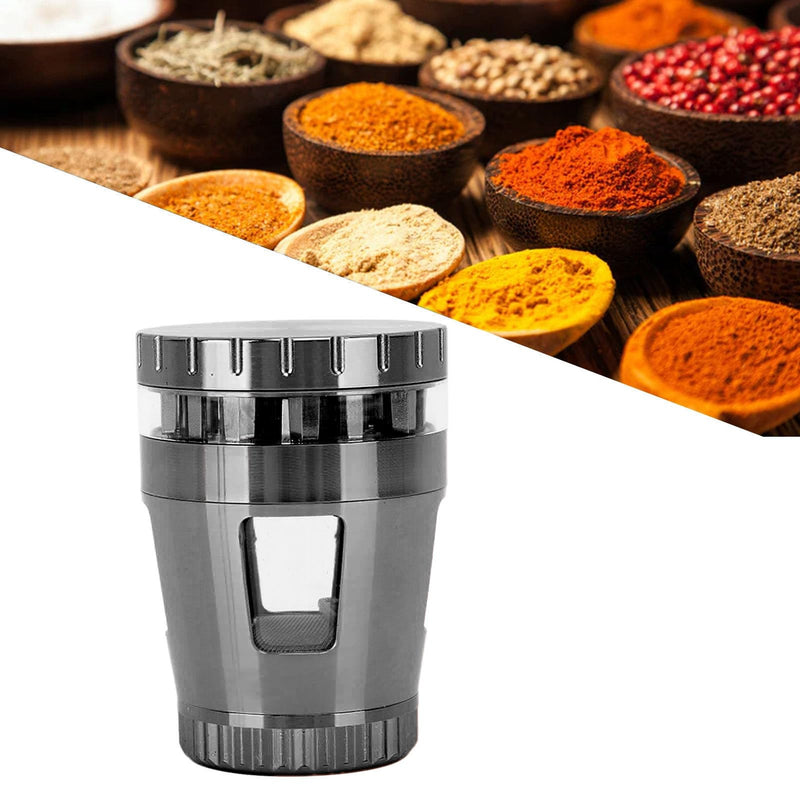 Compact Rust-Resistant Zinc Alloy Spice Grinder - Portable Manual Mill for Grinding Dry Herbs and Nuts(Black)
