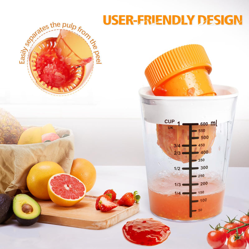Citrus Juicer Manual Juicer, Multifunctional Hand Juicer, Lemon Lime Squeezer, 20-Ounce Capacity Orange Juicer (White, 4 in 1)