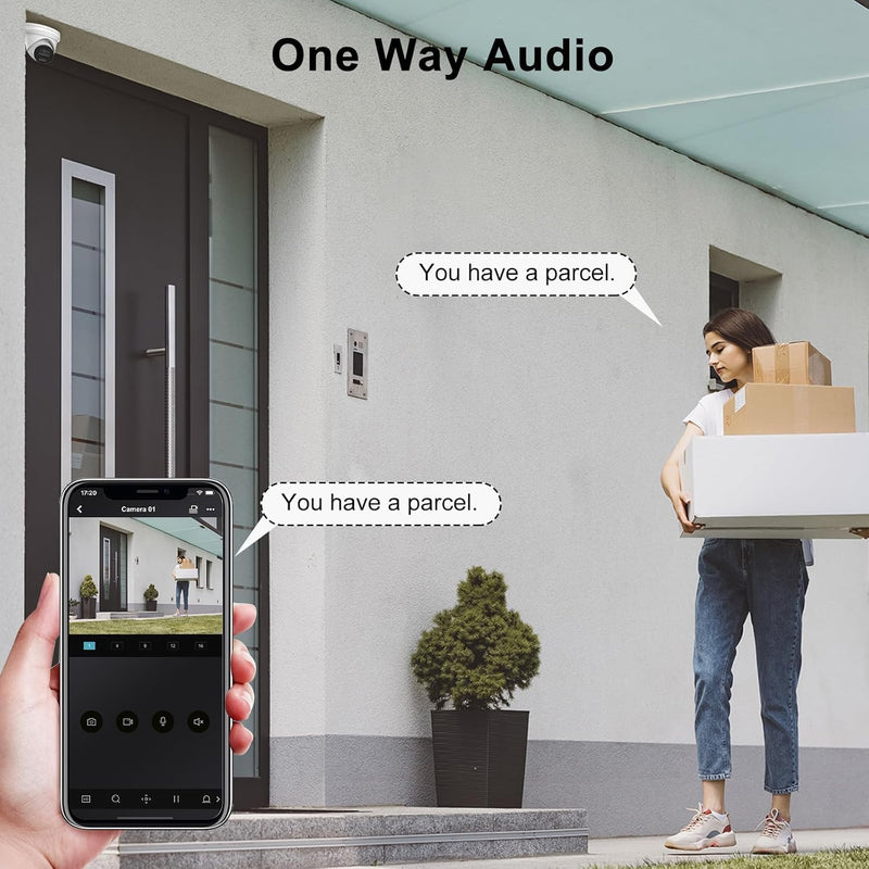 Anpviz 5MP PoE IP Camera with Audio, Full Metal Turret Security Camera Outdoor with Human Vehicle Detection, Smart Color Night Vision, 3072x1728@20fps, 114° FOV, WDR, IP67 Waterproof (H Series) 5MP White