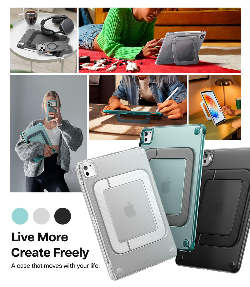TORRAS Ostand K3 Neo for iPad Pro 13 Inch Case with Stand M4/M5, Black | Adjustable Viewing Angles, Stable Writing & Typing, Apple Pencil Holder with Charging, Slim Protective, Non-slip Kickstand Obsidian Black Pro 13” M5/M4 (2025/2024)
