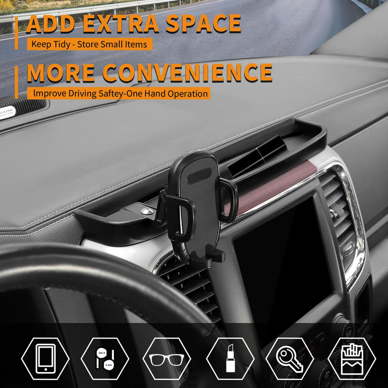 Multi-Mount Dash Phone Holder with Metal Rod for 2012-2017 Dodge RAM, Phone Mount Storage Tray Cellphone System Kit