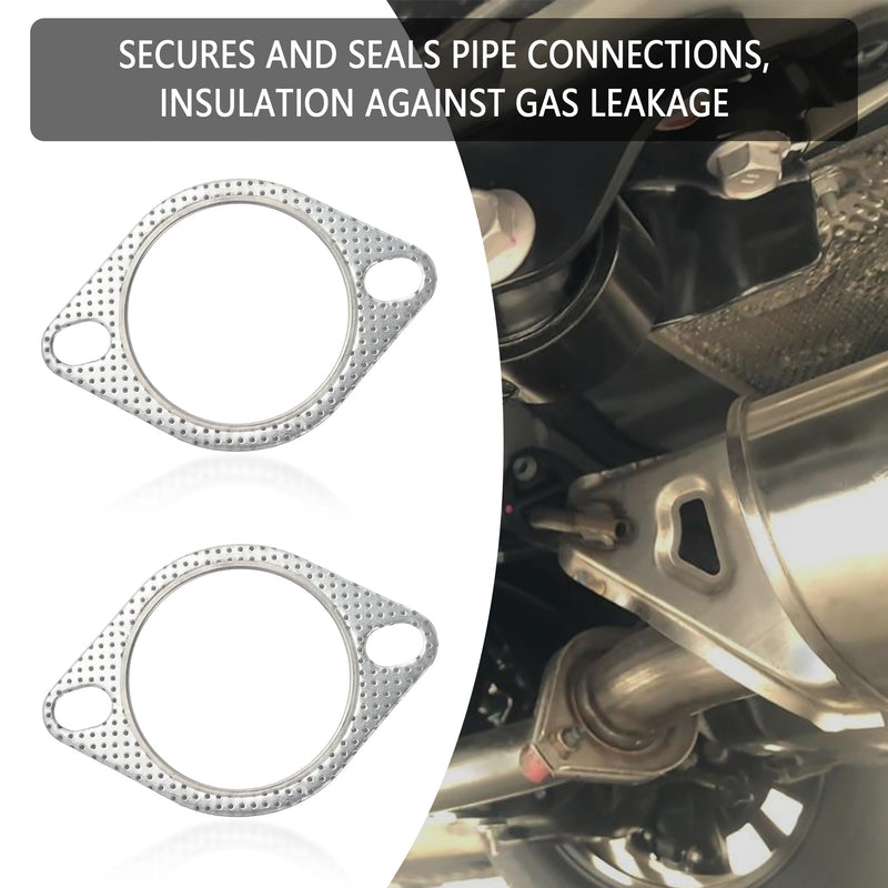 2PCS 2.5" Exhaust Gasket Kit Include 4PCS Exhaust Bolts,2-Bolt Exhaust Flange Gasket for Automotive Replacement Exhaust Manifold Gaskets OEM#120-06310-0002,Premium Car Accessories (2.5inch) 2.5inch