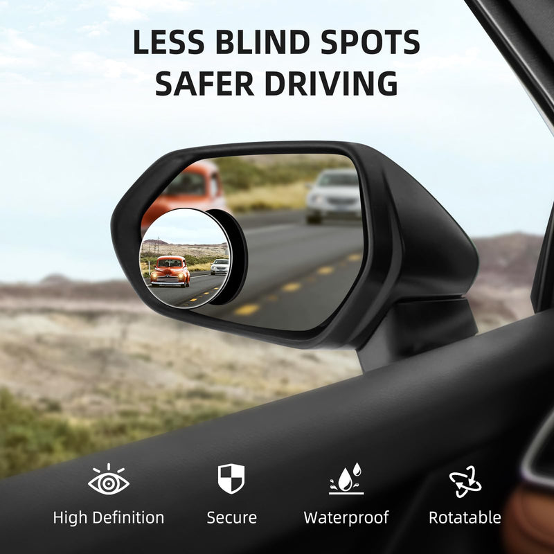 Blind Spot Mirror for Car (2 Pack) - HD Frameless Wide-Angle Convex Mirror for Side View Mirror Blindspot - 2 Inch Round Self Adhesive Angle Adjustable Blind Spot Mirrors for Car, SUV, Trucks Silver