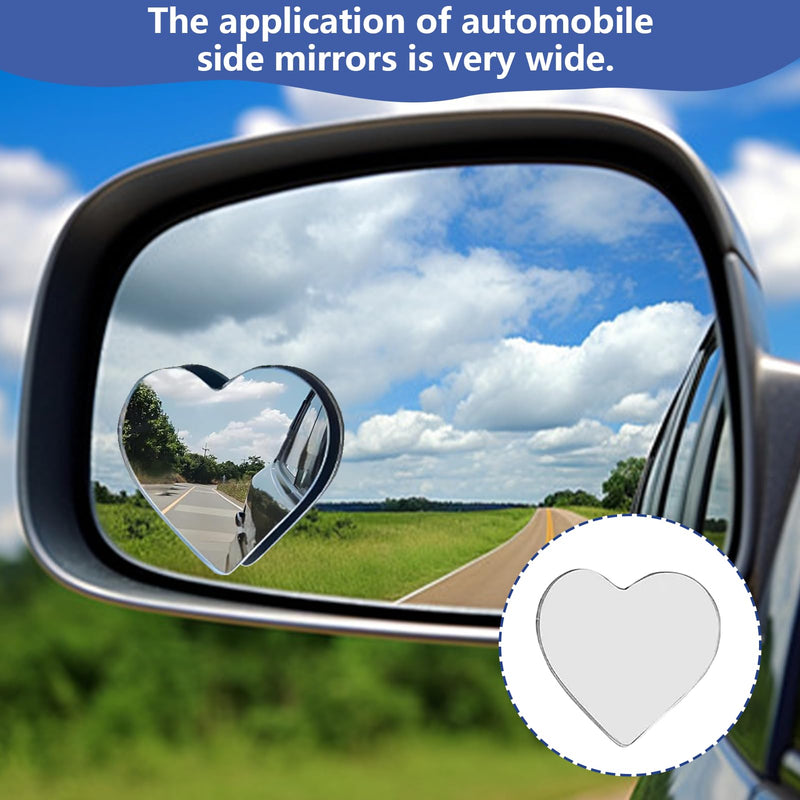 Heart Shaped Blind Spot Mirrors – 4PCS Stick-On Adjustable Small Convex Mirror, Universal Fit for Cars & SUVs, Cute Heart Shaped Blind Spot Mirror Design for Safety