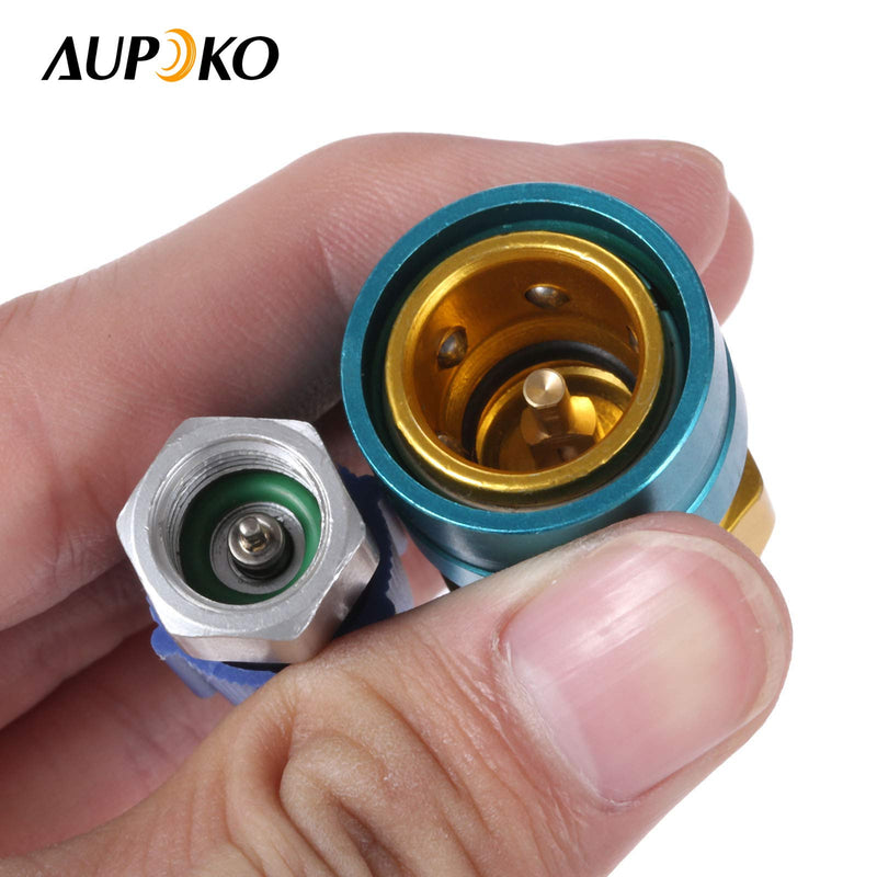 Aupoko R1234YF to R134A Low Side Quick Coupler, R1234YF Low Side Quick Coupler, R12 to R134A Hose Adapter Fitting Connector for Car Air-Conditioning AC Charging R1234YF to R134A + R134A Low Side Quick Couper