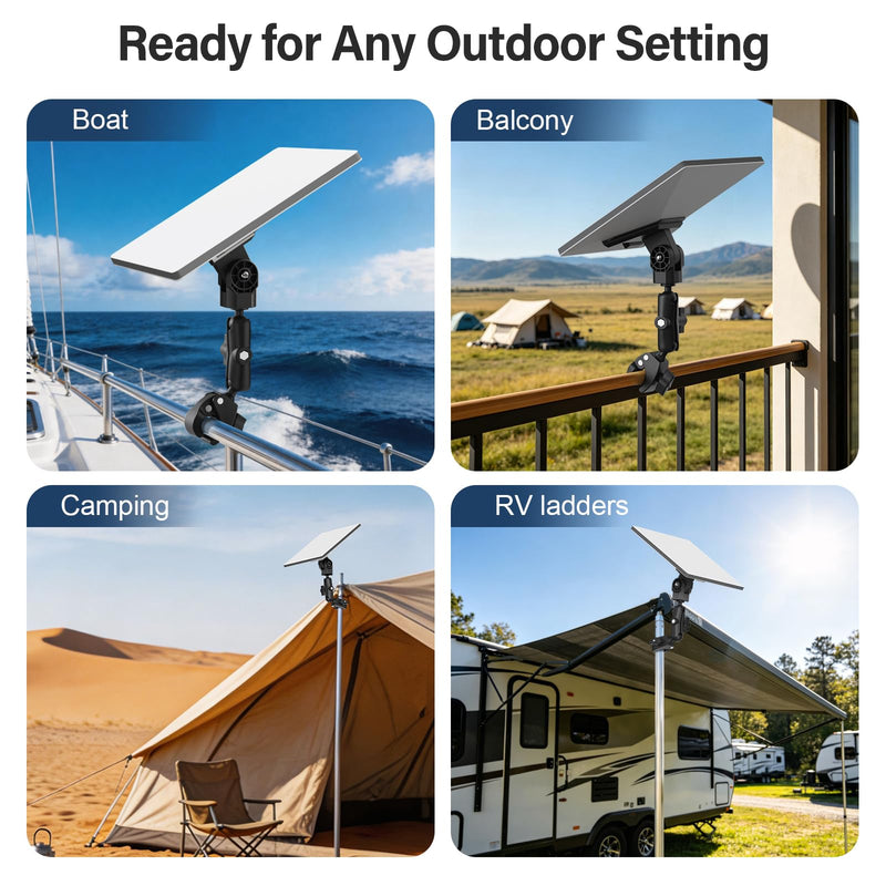 Starlink Mini Mount-360° Adjustable Pipe Clamp Mount for Starlink Mini Dish,Pole Mount Adapter for Round Tubes 0.6-1.4in Diameter,Rust-Proof Starlink Mini Accessories for RV, Boat, Camper,Balcony