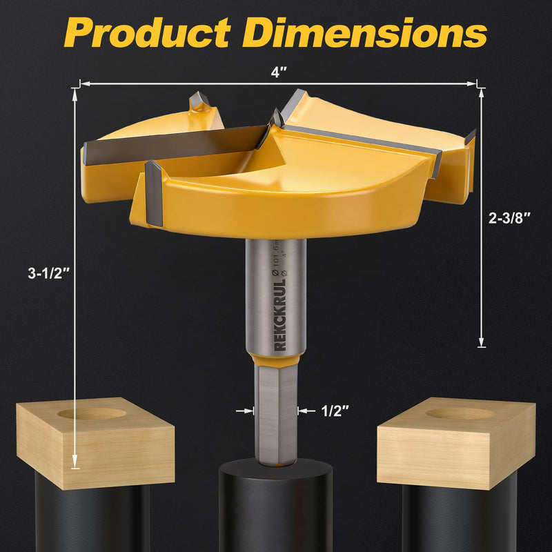 4" | 101.6mm Industrial Triple Flute Tungsten Carbide Forstner Drill Bits with Hex Shank - Premium Wood Hole Saw Kit for Woodworking, Hardwood, Plywood, Plastic, CNC & Handheld Drills 4" | 101.6mm